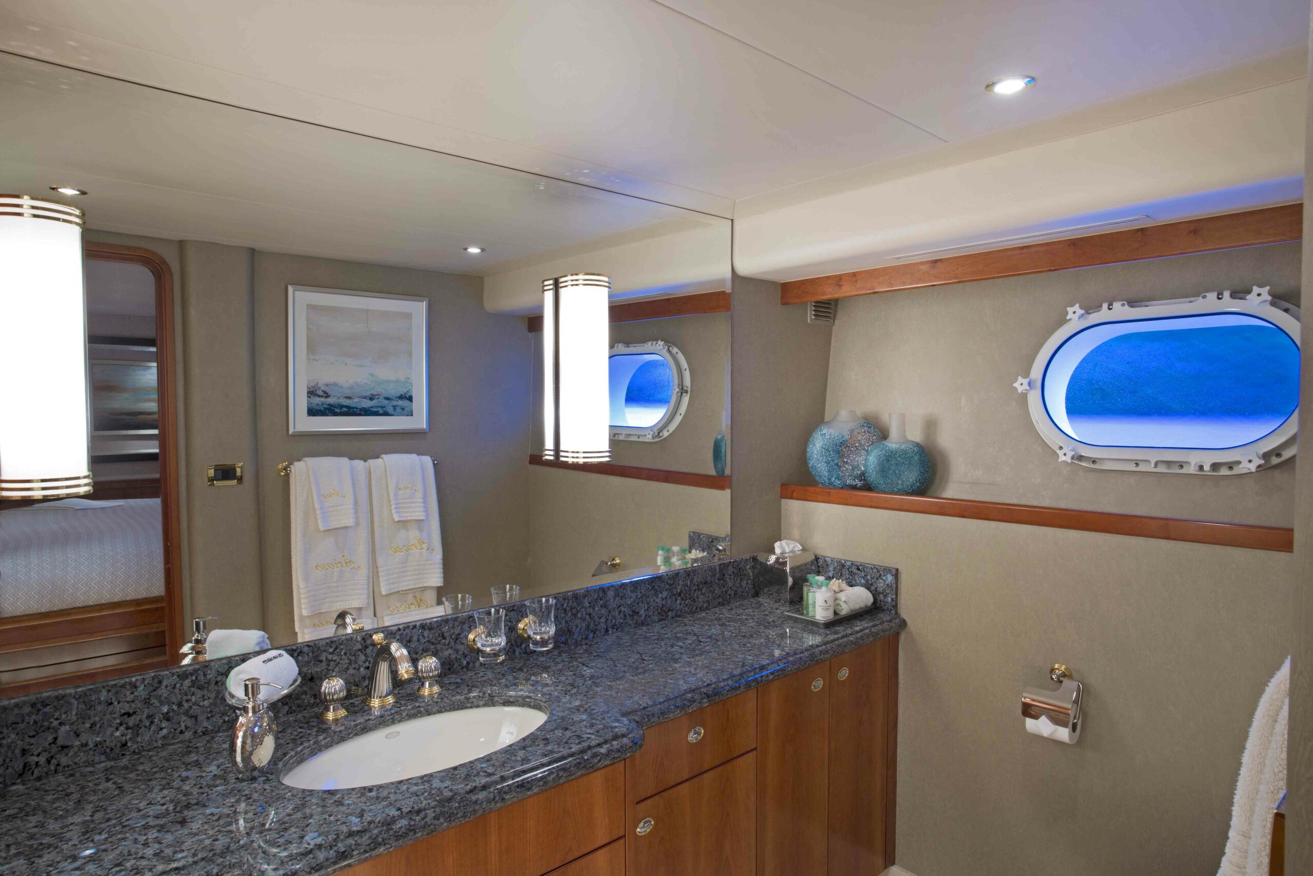 The VIP Bath on Arioso a 130-ft Westport in St Thomas.