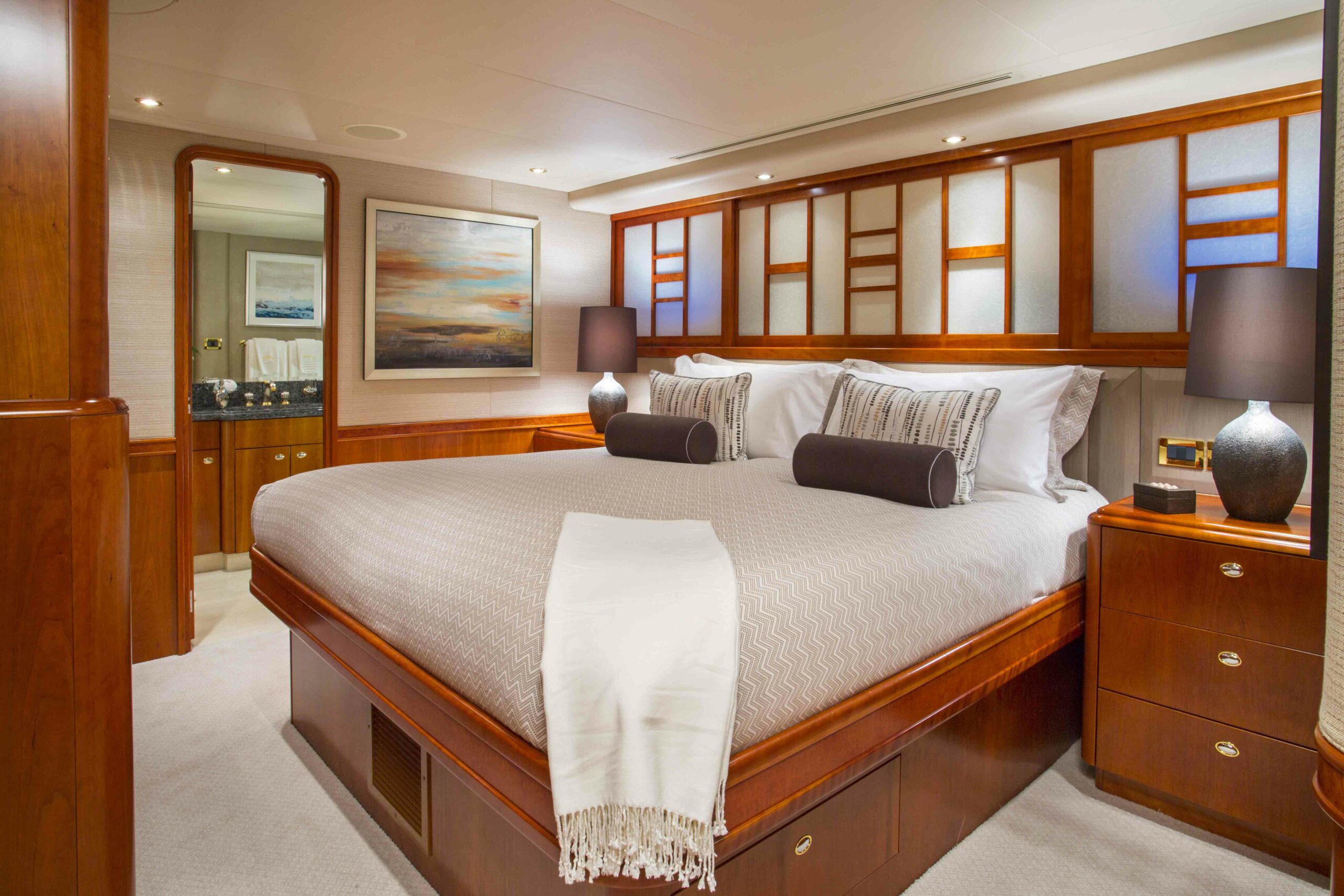 The VIP State room on Arioso a 130-ft Westport in St Thomas.