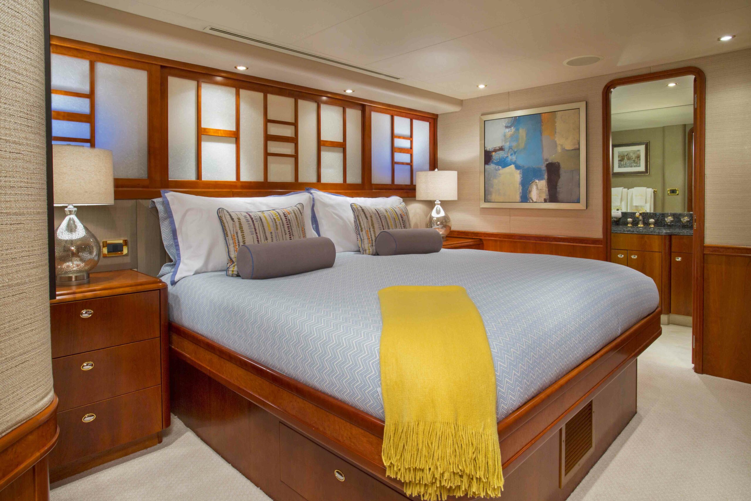 The VIP State room on Arioso a 130-ft Westport in St Thomas.