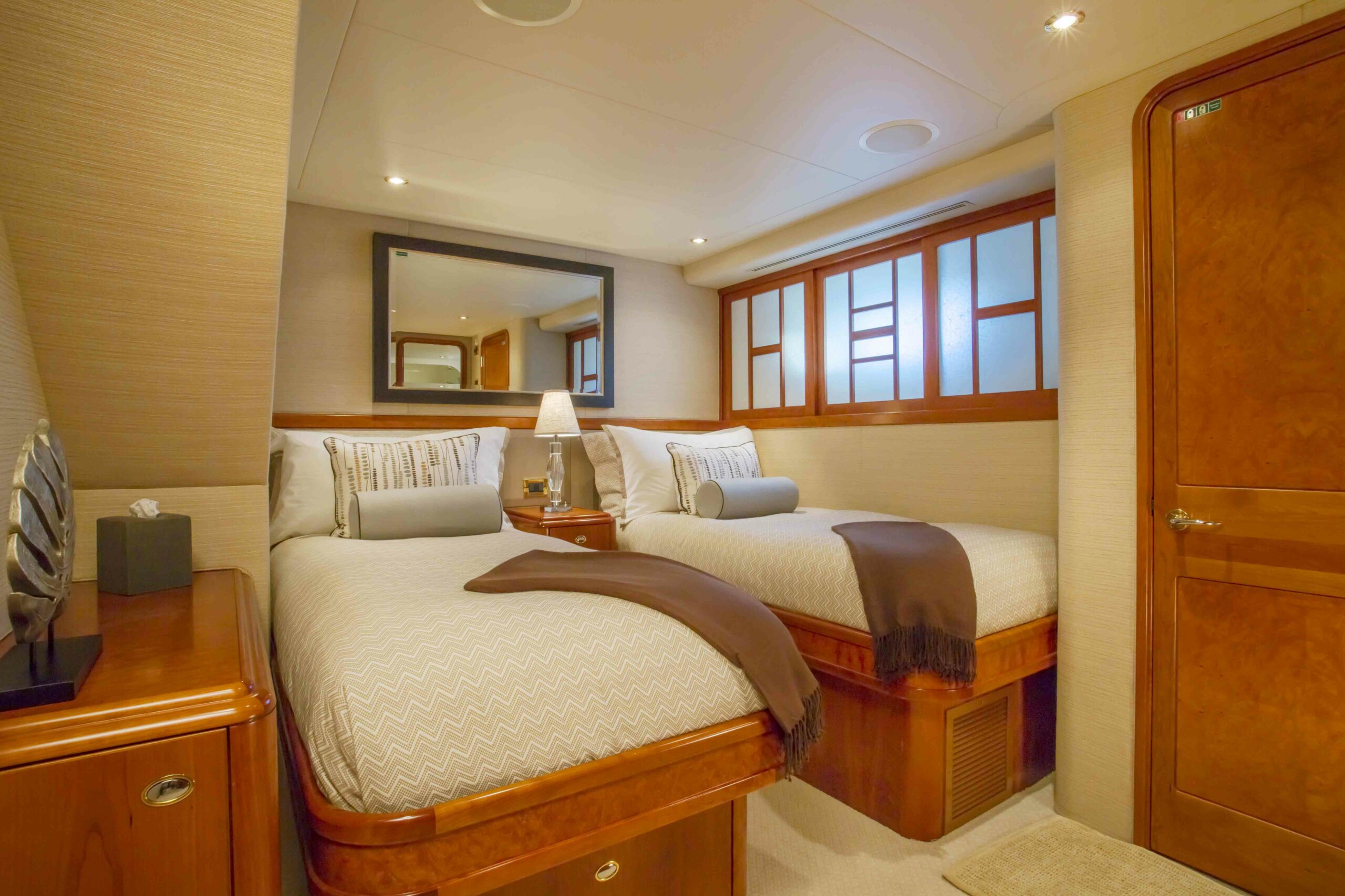 The twin VIP Guest State room on Arioso a 130-ft Westport in St Thomas.