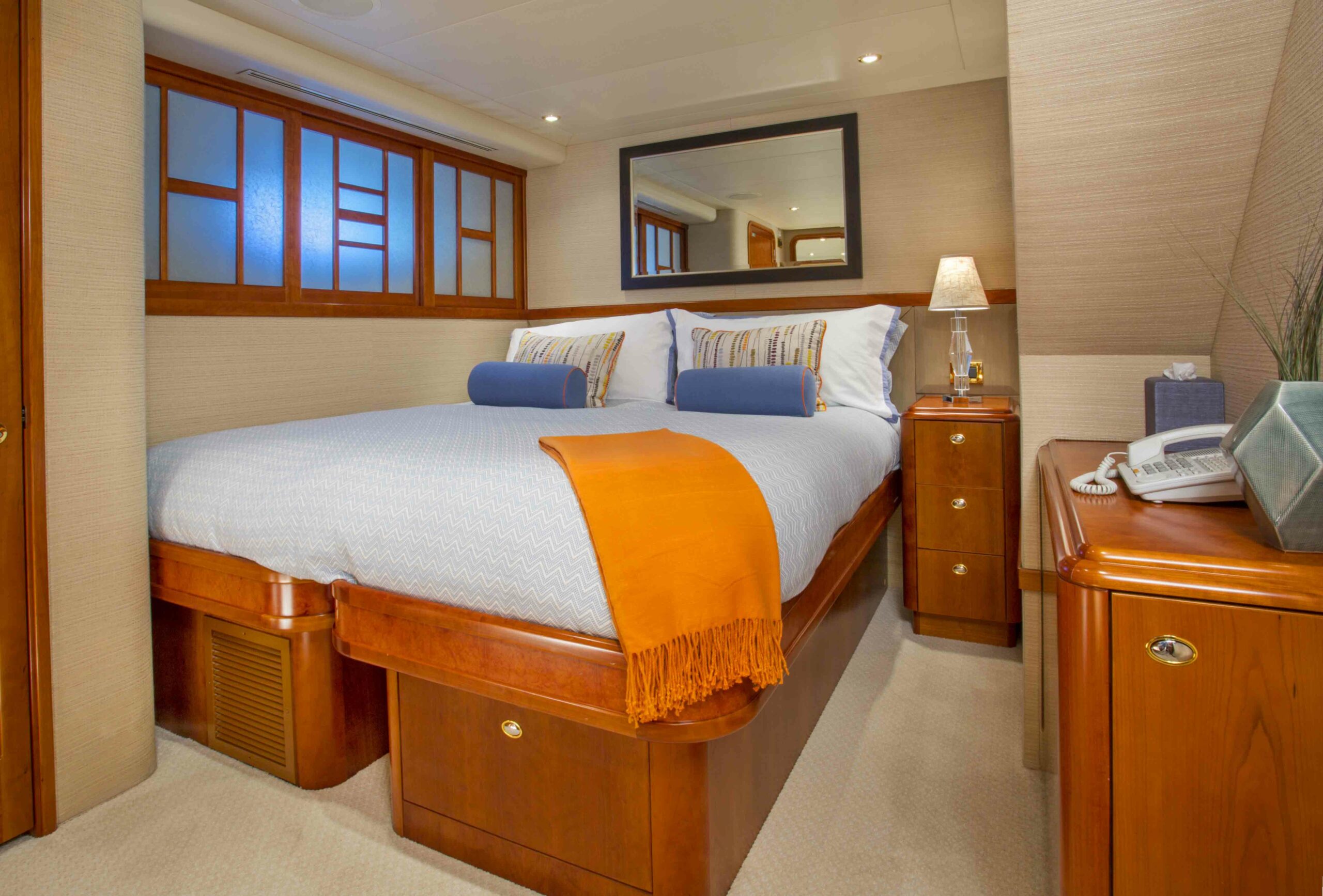 The King VIP Guest State room on Arioso a 130-ft Westport in St Thomas.