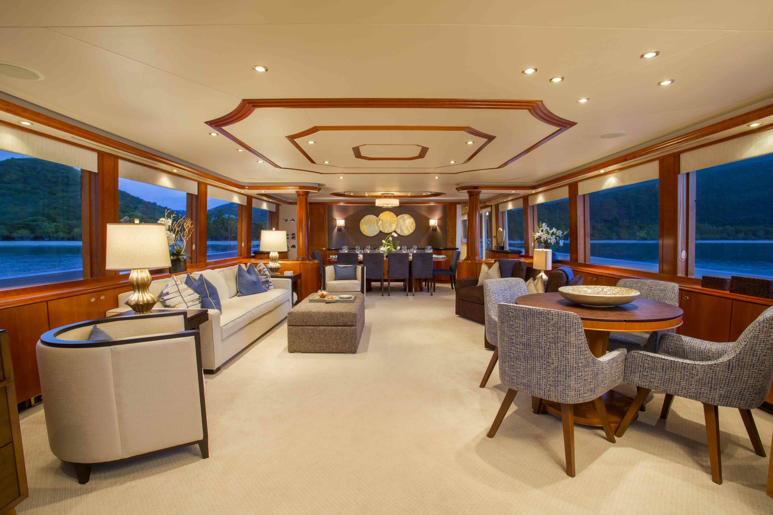 The Main Salon on Arioso a 130-ft Westport in St Thomas.