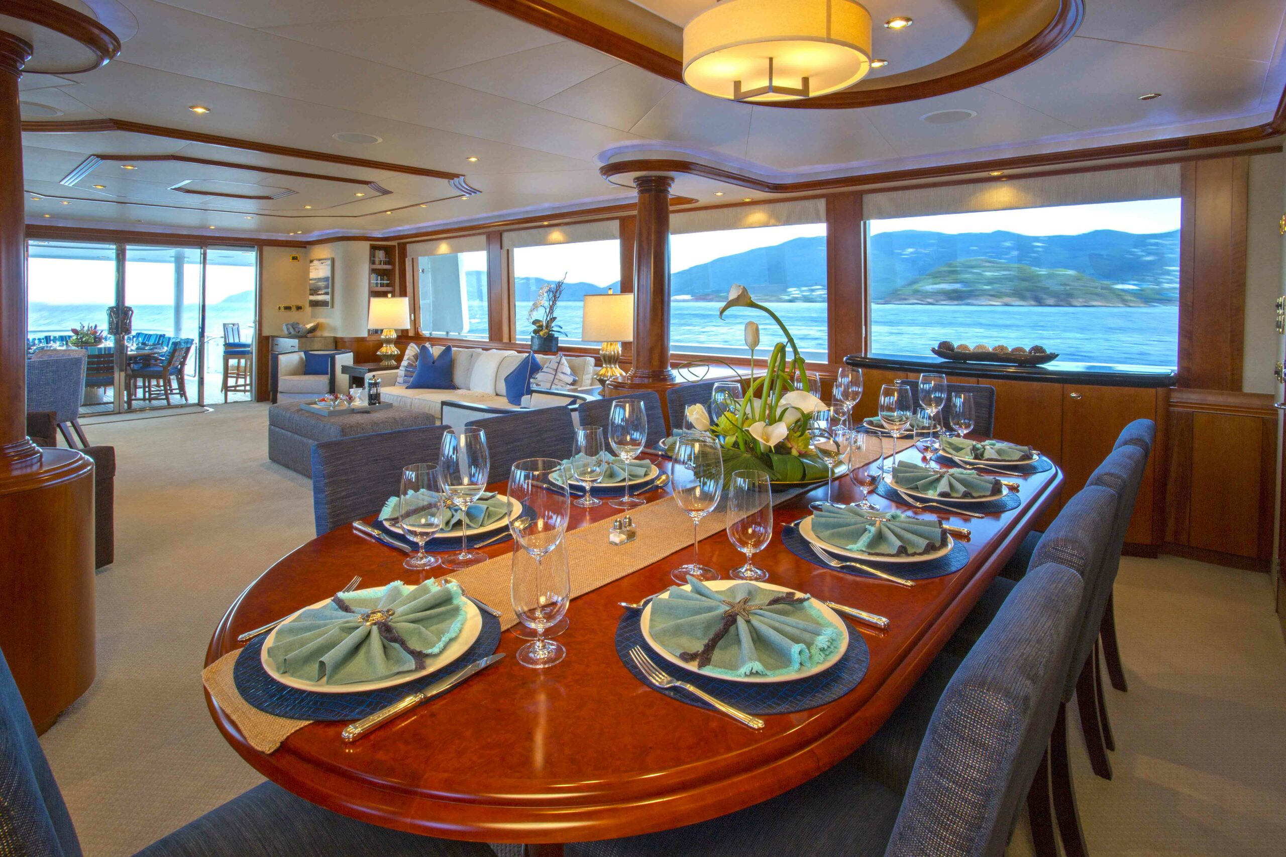 Details onboard Arioso a 130-ft Westport in St Thomas.