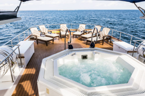 Luxury yacht charter Galapagos. Stella Maris yacht jacuzzi.