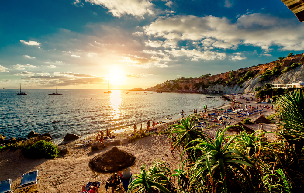 Ibiza, The Balearics The Worth guide to Mediterranean yacht charters - The Balearics, Ibiza, Cala d'hort beach sunset
