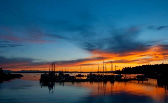 Sunset in Lund on British Columbia yacht charter