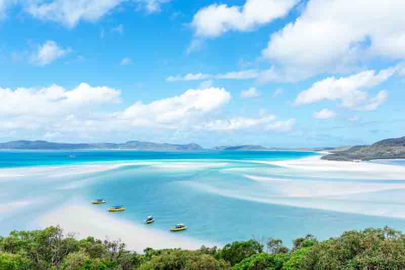Australia yacht view of Whitsundays beach