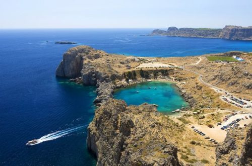 View of St Paul's Bay from the Acropolis, medieval Greece yacht charter