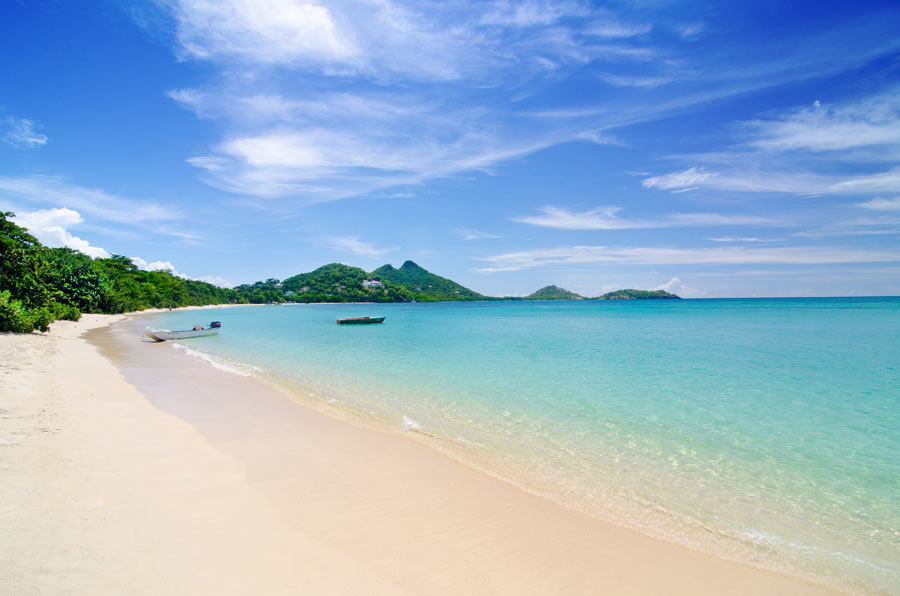 Boats on a beach on Grenada yacht charter