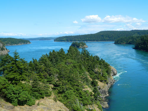 Overview of Bellingham entrance on a yacht charter itinerary San Juan Islands
