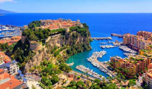 Monaco's rocher on a yacht charter itinerary Cote d'Azur