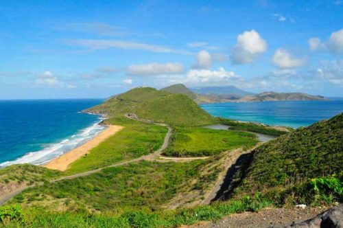Nevis coast on a yacht charter itinerary French Caribbean