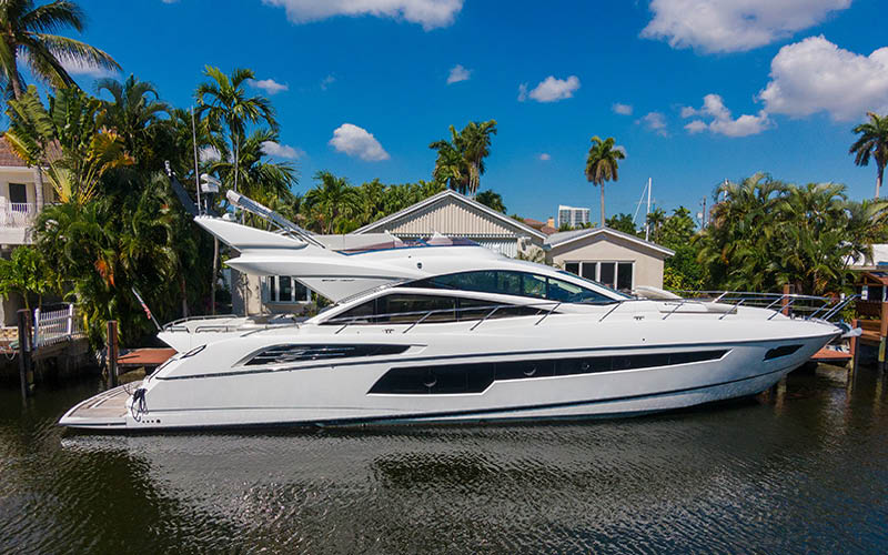 Profile of LONG WAY ROUND, a 71′ 4″ Sunseeker Sport Yacht for sale with Arneson surface drives, a 2018 Sunseeker refit and 3 cabins for 6.