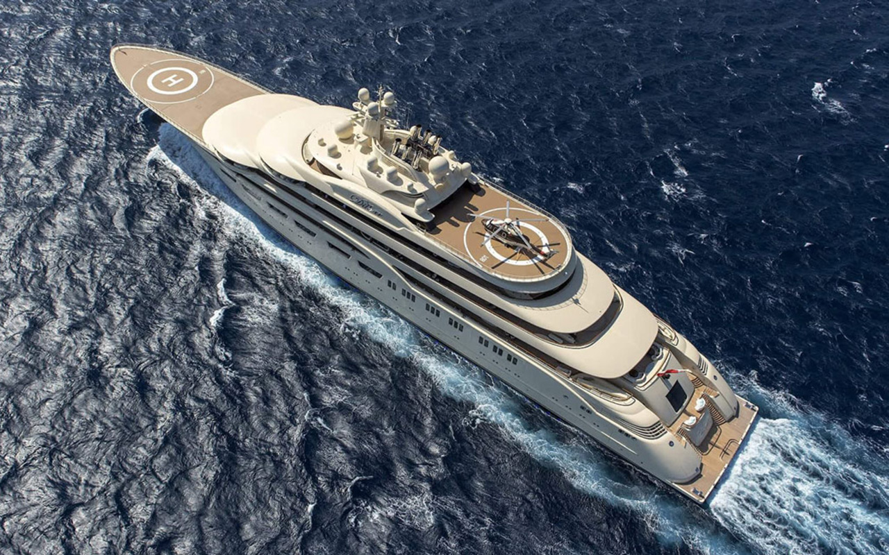 Lurssen Yacht DILBAR Running shot by Drone