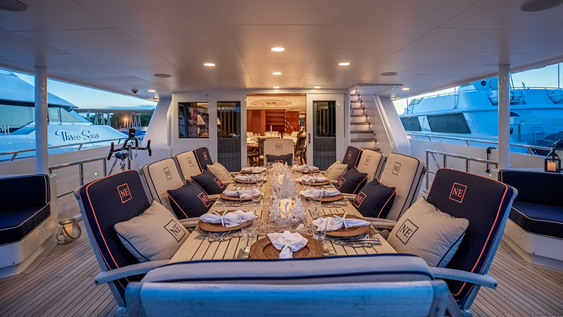 NEVER-ENOUGH 140' Feadship_Yacht_for_sale 1992/2015 Aft Deck Dining