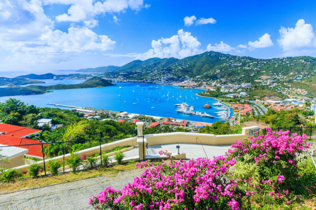 View of Charlotte Amalie on a US Virgin Islands (USVI) yacht charter.
