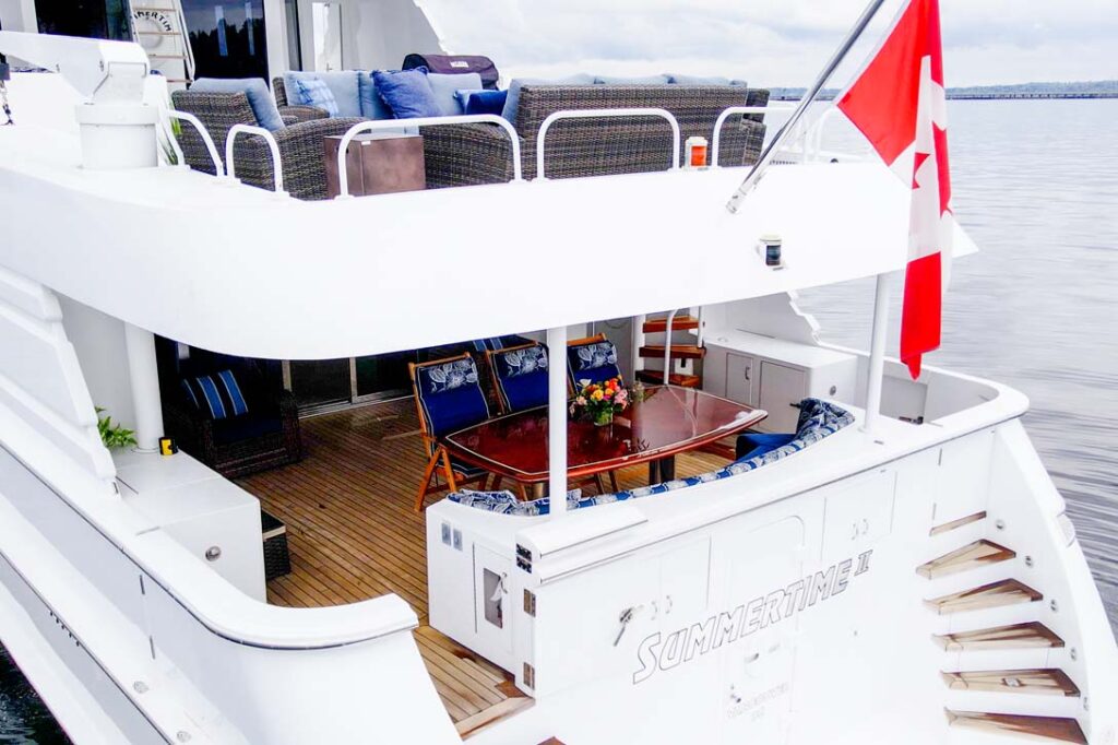 Decks of SUMMERTIME II 116 foot Hatteras Yacht for charter