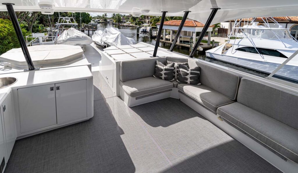 Flybridge of PATIENCE 96 foot Nordlund yacht for sale