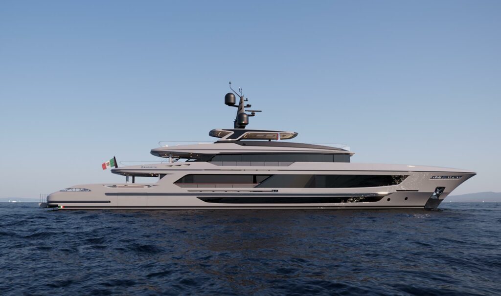 Profile of T52 171 foot Baglietto yacht for sale