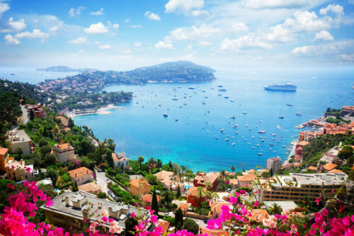 View of the Villefranche harbor in the South of France