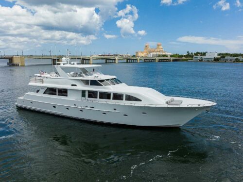 98' Westport yacht on water
