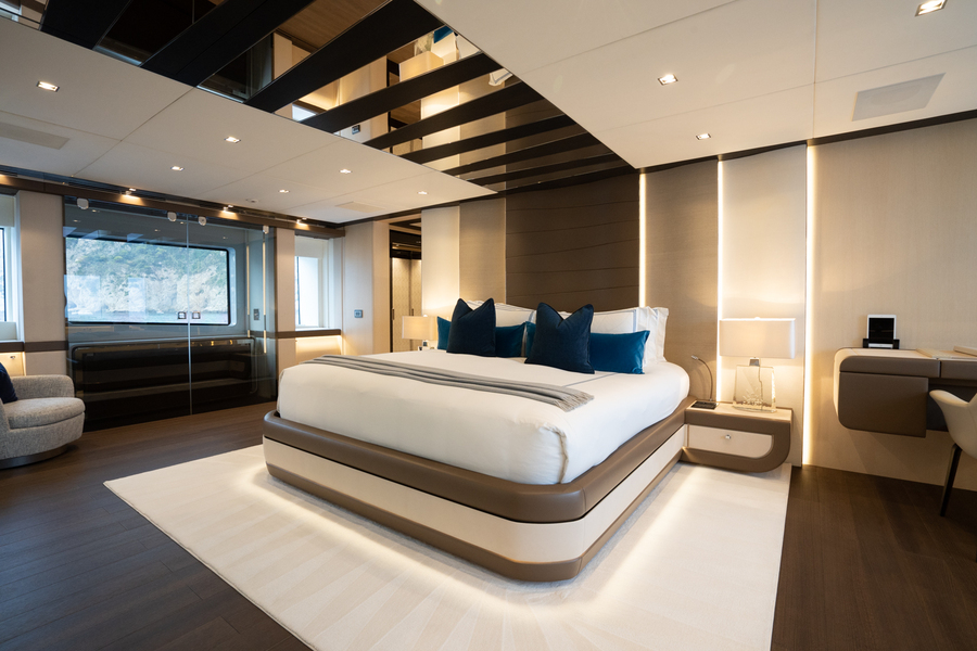 Owner's stateroom of HALARA 141 foot Mangusta yacht for charter