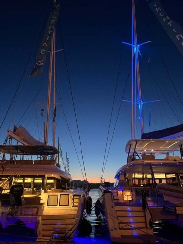Sunset backdrop at the EMMYS Charter Yacht Show.