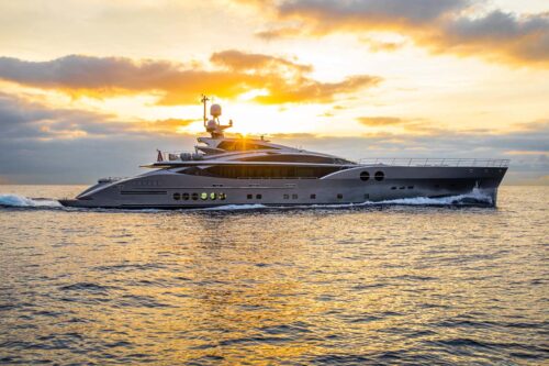 Profile of SANAM, a 171' (52.4m) Palmer Johnson yacht for sale.