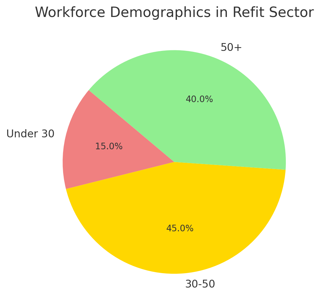 Workforce Demographics in Refit Sector: Displays the age distribution of professionals in the industry.