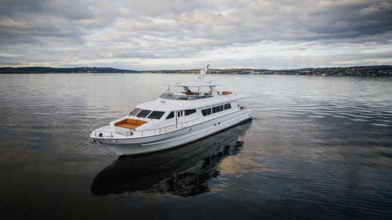 Profile of SUMMER SUNSET, a 92′ Tarrab yacht for charter in the Pacific Northwest.