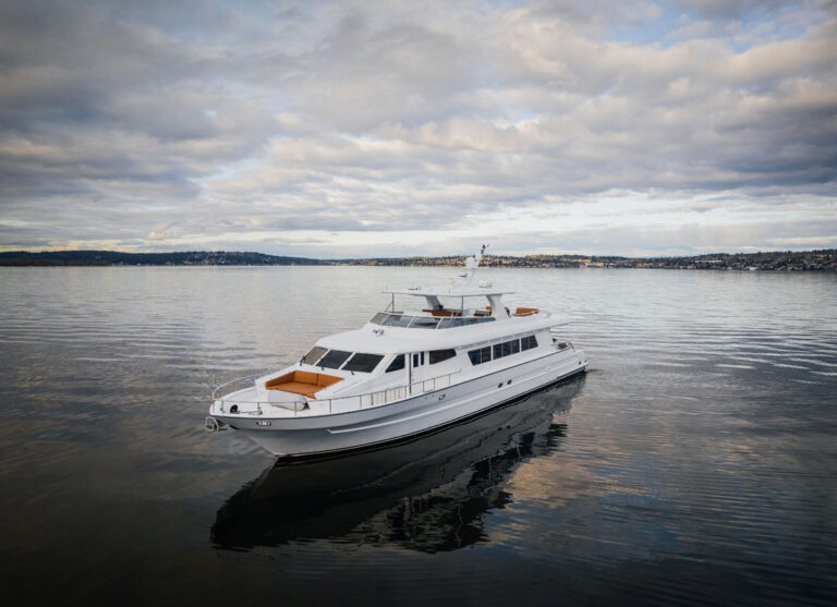 Profile of SUMMER SUNSET, a 92′ Tarrab yacht for charter in the Pacific Northwest.