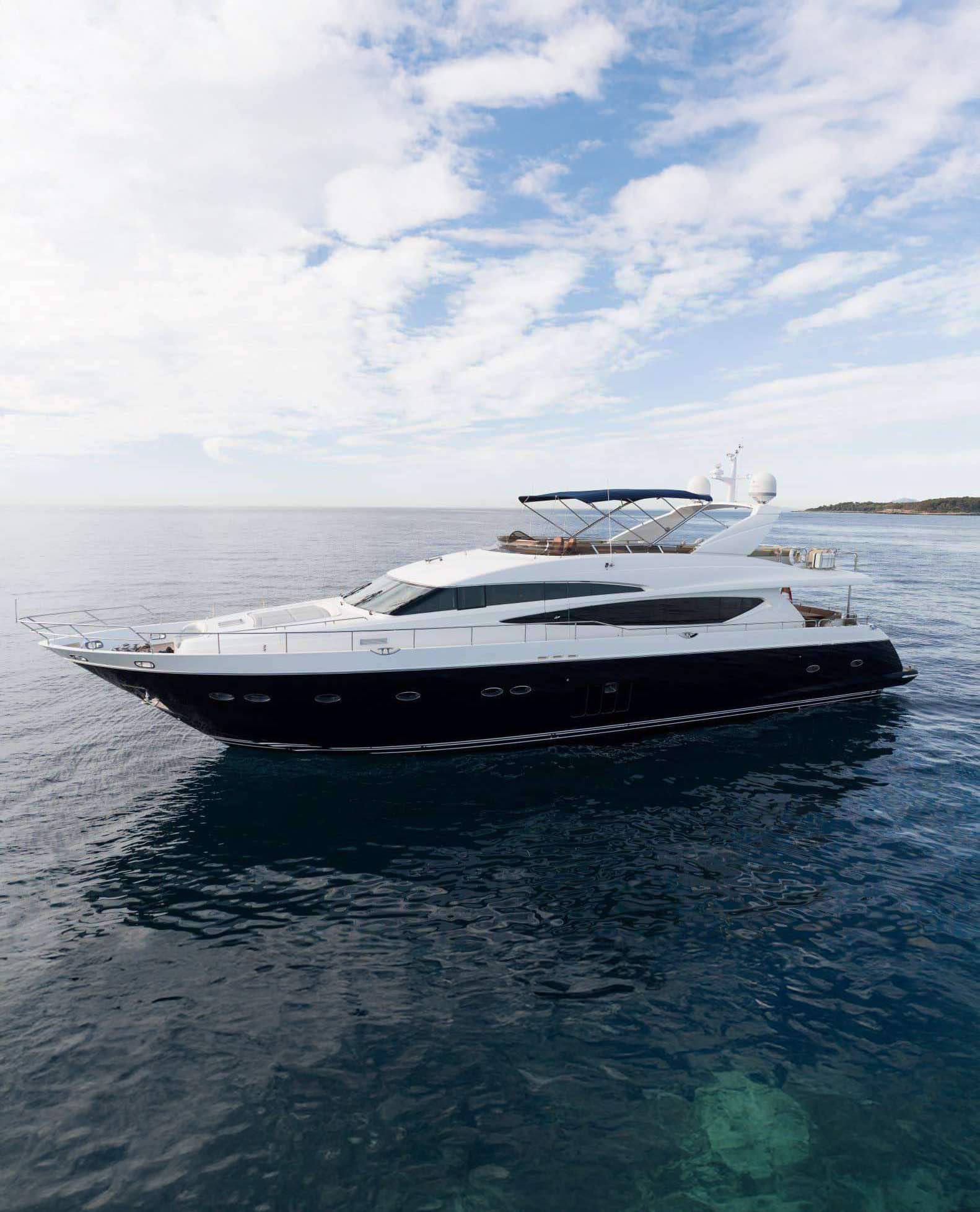 Profile of BLUE EYES, a 96-foot Princess yacht for charter in the West Mediterranean.