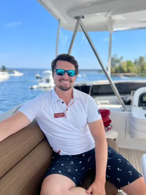 Captain Jason Maruszak of SUMMER SUNSET, a 92-foot Tarab yacht for charter in the Pacific Northwest.