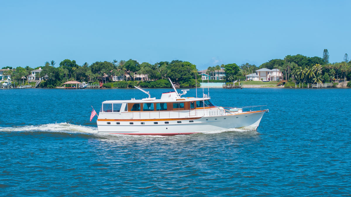 Profile of ABSOLUTE, a 62' Trumpy yacht for sale.