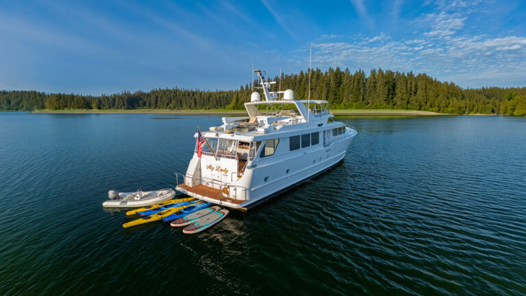 Profile of LADY ALASKA, a 97 foot Broward yacht for charter in Alaska.