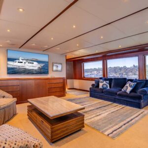 MY LADY ALASKA - Main salon of LADY ALASKA, a 97 foot Broward yacht for charter in Alaska.