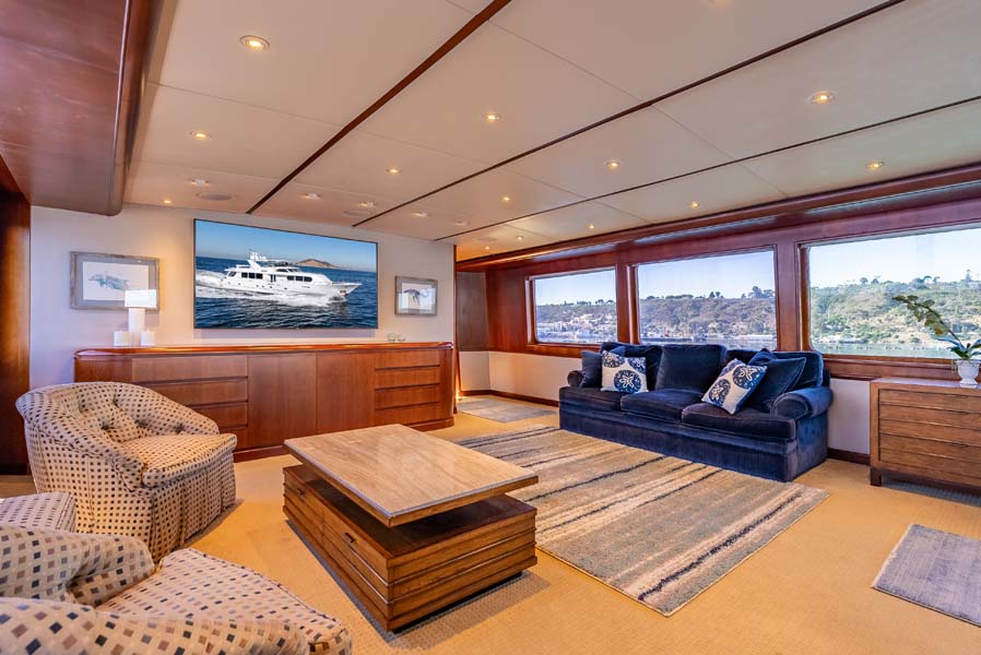 MY LADY ALASKA - Main salon of LADY ALASKA, a 97 foot Broward yacht for charter in Alaska.