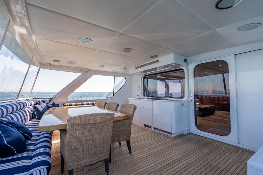 MY LADY ALASKA - Aft deck of LADY ALASKA, a 97 foot Broward yacht for charter in Alaska.