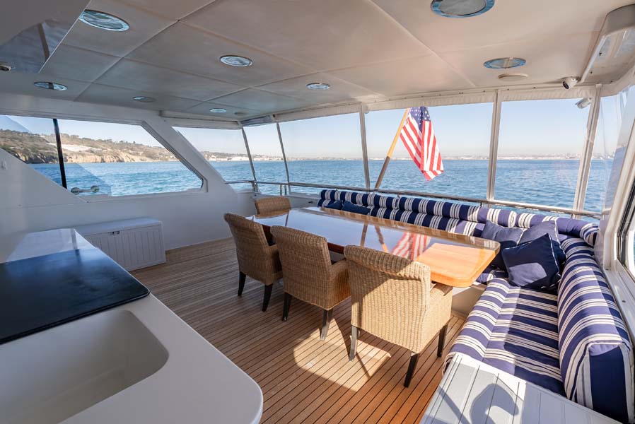 MY LADY ALASKA - Aft deck of LADY ALASKA, a 97 foot Broward yacht for charter in Alaska.