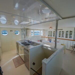 Galley of SOVEREIGN, a 100' Burger yacht for charter in the Dominican Republic.