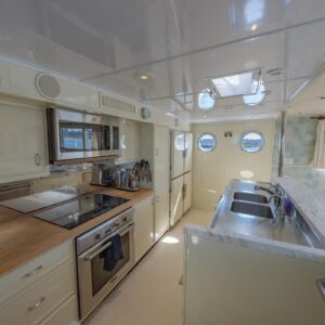 Galley of SOVEREIGN, a 100' Burger yacht for charter in the Dominican Republic.