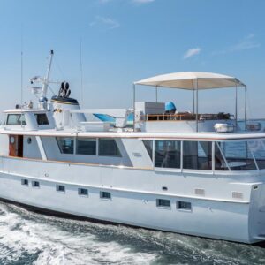 Aft profile of SOVEREIGN, a 100' Burger yacht for charter in the Dominican Republic.