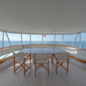 Aft deck of SOVEREIGN, a 100' Burger yacht for charter in the Dominican Republic.