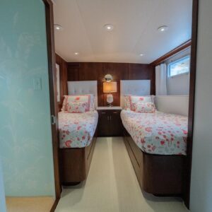 Guest stateroom of SOVEREIGN, a 100' Burger yacht for charter in the Dominican Republic.