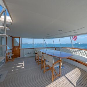 Aft deck of SOVEREIGN, a 100' Burger yacht for charter in the Dominican Republic.