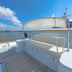 Bow of SOVEREIGN, a 100' Burger yacht for charter in the Dominican Republic.