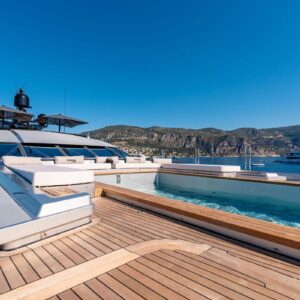 Pool aboard DB9, a 171 foot Palmer Johnson yacht for charter in the Mediterranean.