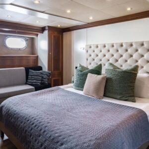 Guest stateroom of IRAMA, a 137 foot Concept Marine yacht for charter in the Mediterranean.