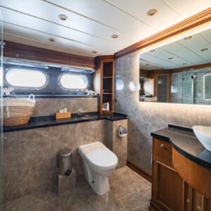 Guest ensuite of IRAMA, a 137 foot Concept Marine yacht for charter in the Mediterranean.