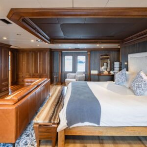 Owner's stateroom of IRAMA, a 137 foot Concept Marine yacht for charter in the Mediterranean.